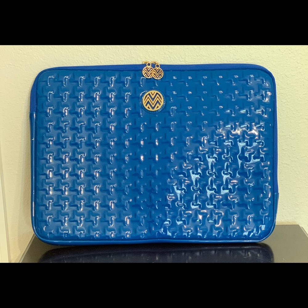 Patent Blue Zippered Laptop Sleeve